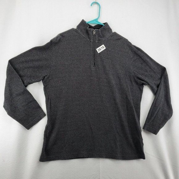 CHAPS Sweater Men's 1/4 Zip Long Sleeve High Neck Pullover Gray Medium - Picture 2 of 12